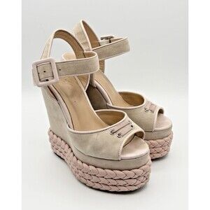 Giuseppe Zanotti Pink & Gray Platform Wedge Heels w/ Braided Accent Sz EU 37 7